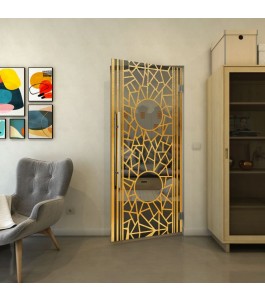 Pendeltür - Fineprint Model 154 Gold auf Grauglas