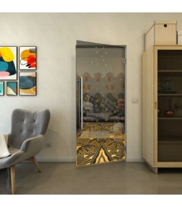 Pendeltür - Fineprint Model 155 Gold auf Grauglas