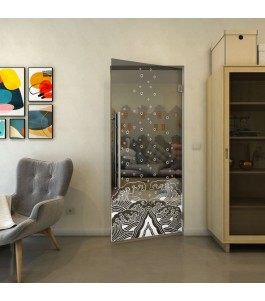 Pendeltür - Fineprint Model 155 Weiss auf Grauglas