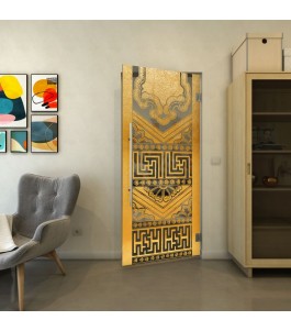 Pendeltür - Fineprint Model 156 Gold auf Grauglas