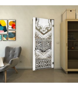 Pendeltür - Fineprint Model 156 Weiss auf Grauglas