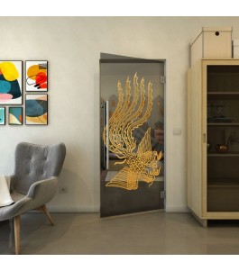 Pendeltür - Fineprint Model 157 Gold auf Grauglas