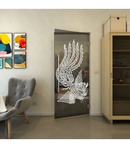 Pendeltür - Fineprint Model 157 Weiss auf Grauglas
