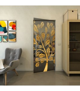 Pendeltür - Fineprint Model 159 Gold auf Grauglas