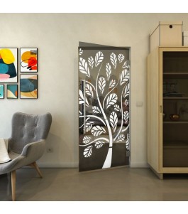 Pendeltür - Fineprint Model 159 Weiss auf Grauglas