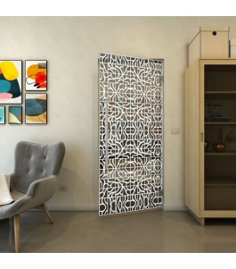 Pendeltür - Fineprint Model 161 Weiss auf Grauglas