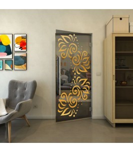 Pendeltür - Fineprint Model 163 Gold auf Grauglas