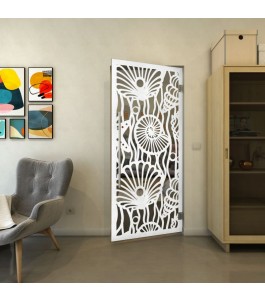Pendeltür - Fineprint Model 165 Weiss auf Grauglas