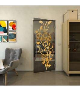 Pendeltür - Fineprint Model 166 Gold auf Grauglas