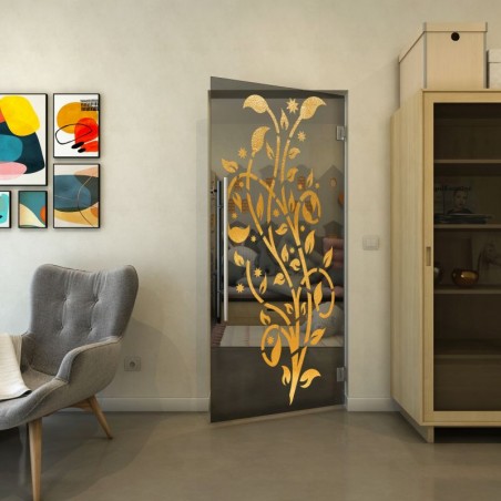 Pendeltür - Fineprint Model 166 Gold auf Grauglas