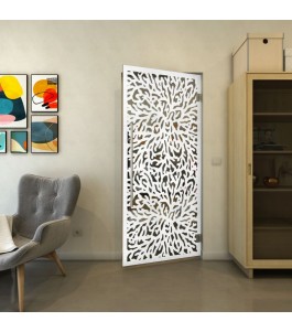 Pendeltür - Fineprint Model 168 Weiss auf Grauglas