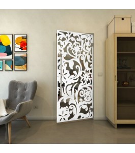 Pendeltür - Fineprint Model 170 Weiss auf Grauglas