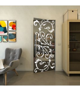 Pendeltür - Fineprint Model 171 Weiss auf Grauglas