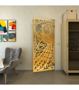 Pendeltür - Fineprint Model 172 Gold auf Grauglas