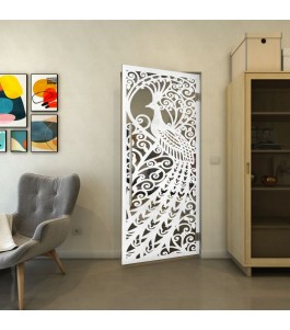 Pendeltür - Fineprint Model 172 Weiss auf Grauglas