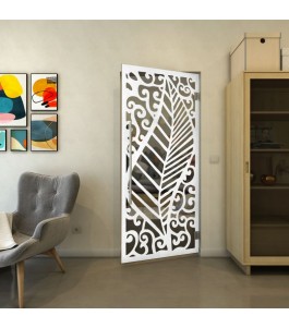 Pendeltür - Fineprint Model 173 Weiss auf Grauglas