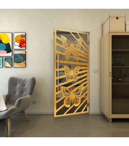 Pendeltür - Fineprint Model 176 Gold auf Grauglas