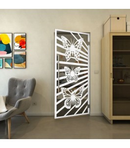 Pendeltür - Fineprint Model 176 Weiss auf Grauglas
