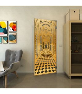 Pendeltür - Fineprint Model 181 Gold auf Grauglas
