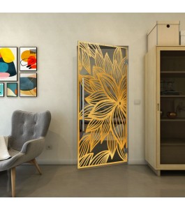 Pendeltür - Fineprint Model 184 Gold auf Grauglas