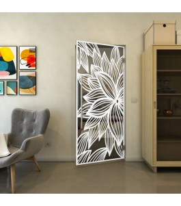 Pendeltür - Fineprint Model 184 Weiss auf Grauglas
