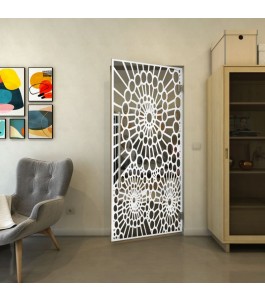 Pendeltür - Fineprint Model 188 Weiss auf Grauglas