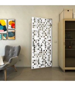Pendeltür - Fineprint Model 190 Weiss auf Grauglas