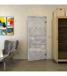Pendeltür - Fineprint Model 194 Weiss auf Grauglas