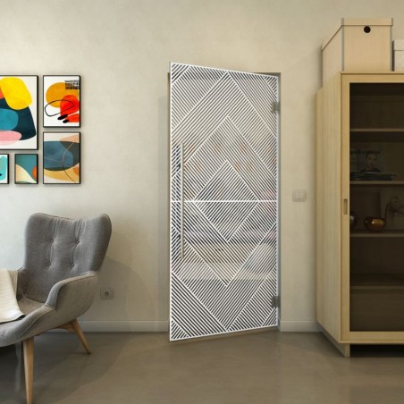 Pendeltür - Fineprint Model 194 Weiss auf Grauglas