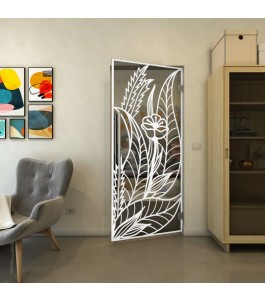 Pendeltür - Fineprint Model 195 Weiss auf Grauglas