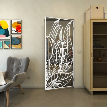 Pendeltür - Fineprint Model 195 Weiss auf Grauglas