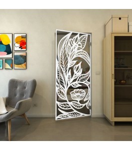 Pendeltür - Fineprint Model 196 Weiss auf Grauglas