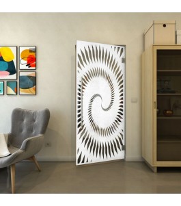 Pendeltür - Fineprint Model 197 Weiss auf Grauglas