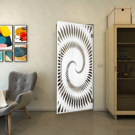 Pendeltür - Fineprint Model 197 Weiss auf Grauglas