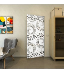 Pendeltür - Fineprint Model 198 Weiss auf Grauglas