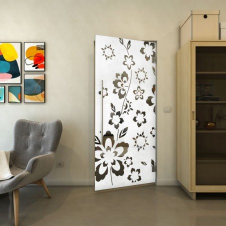 Pendeltür - Fineprint Model 199 Weiss auf Grauglas