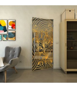 Pendeltür - Fineprint Model 200 Gold auf Grauglas