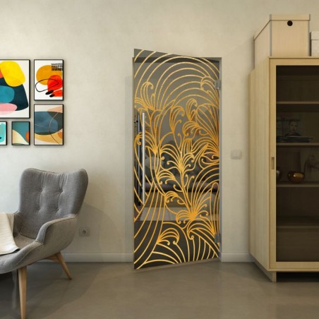 Pendeltür - Fineprint Model 200 Gold auf Grauglas