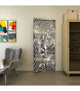 Pendeltür - Fineprint Model 200 Weiss auf Grauglas