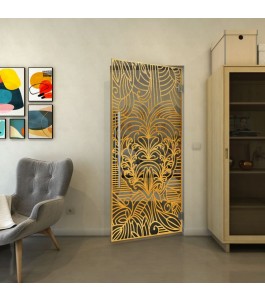 Pendeltür - Fineprint Model 201 Gold auf Grauglas