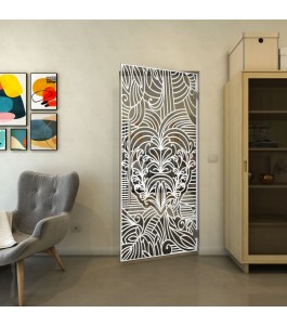 Pendeltür - Fineprint Model 201 Weiss auf Grauglas