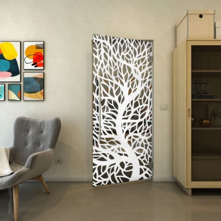 Pendeltür - Fineprint Model 202 Weiss auf Grauglas