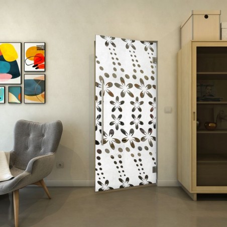 Pendeltür - Fineprint Model 203 Weiss auf Grauglas