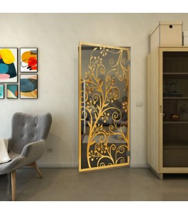 Pendeltür - Fineprint Model 204 Gold auf Grauglas