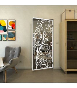 Pendeltür - Fineprint Model 204 Weiss auf Grauglas