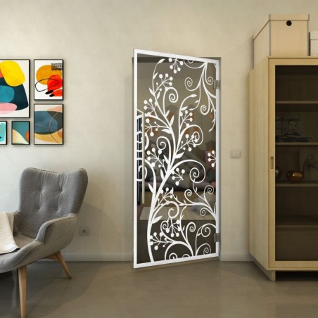 Pendeltür - Fineprint Model 204 Weiss auf Grauglas
