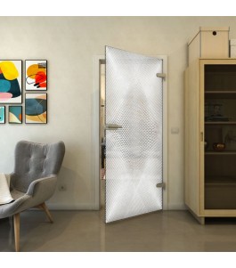 Ganzglastür - Fineprint Model 025 Weiss auf Grauglas