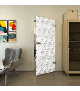 Ganzglastür - Fineprint Model 029 Weiss auf Grauglas