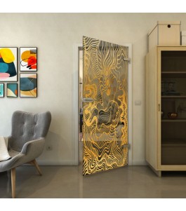 Ganzglastür - Fineprint Model 056 Gold auf Grauglas