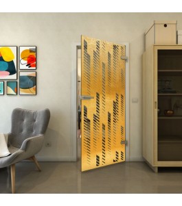 Ganzglastür - Fineprint Model 067 Gold auf Grauglas